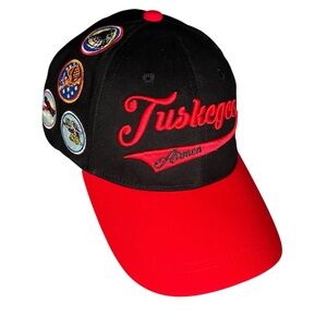 Tuskegee Airmen Museum Baseball Cap Military Aviation Navy Patches Black Red